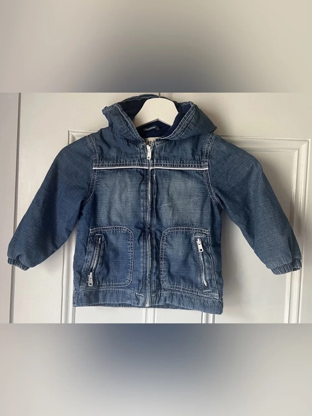 Gymboree Toddler Chambray Denim Lined Hooded Jacket Size 2T-3T Kids Zip Up